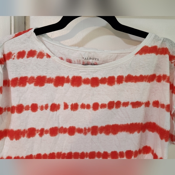 Women's Talbots Orange/Coral Striped Shirt, Size L - Picture 8 of 11